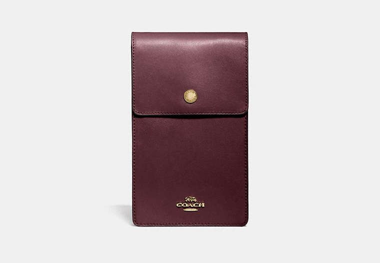 COACH®,SNAP PHONE CROSSBODY,Smooth Calf Leather,Mini,Gold/Vintage Mauve,Front View