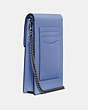 COACH®,SNAP PHONE CROSSBODY,Smooth Calf Leather,Mini,Gunmetal/Stone Blue,Angle View
