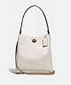COACH®,CHARLIE BUCKET BAG WITH SIGNATURE CANVAS BLOCKING,Leather,Medium,Brass/Tan Chalk,Front View