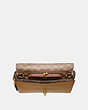COACH®,DINKY WITH SIGNATURE CANVAS BLOCKING,Leather,Small,Brass/Tan Mist,Inside View,Top View