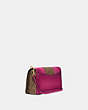 COACH®,DINKY WITH SIGNATURE CANVAS BLOCKING,Leather,Small,V5/Tan Bright Pink,Angle View