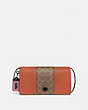 COACH®,DINKY WITH SIGNATURE CANVAS BLOCKING,Leather,Small,V5/Tan Sunset,Front View