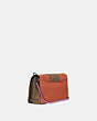 COACH®,DINKY WITH SIGNATURE CANVAS BLOCKING,Leather,Small,V5/Tan Sunset,Angle View