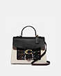 COACH®,TABBY TOP HANDLE IN COLORBLOCK SNAKESKIN,Leather,Large,Brass/Black Multi,Front View