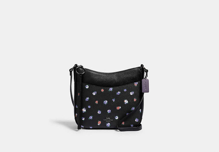 COACH®,CHAISE CROSSBODY WITH VINTAGE ROSE PRINT,pvc,Gunmetal/Black Multi,Front View