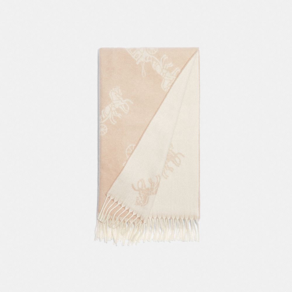 COACH®,HORSE AND CARRIAGE OVERSIZED MUFFLER,Ivory,Front View