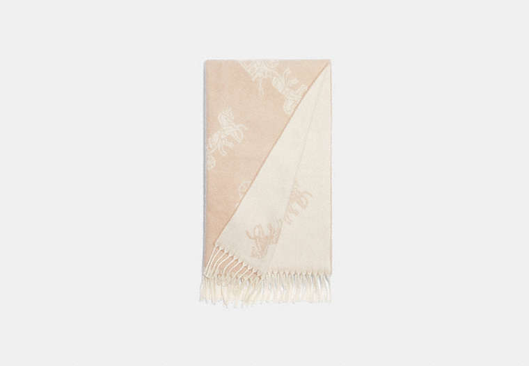 COACH®,HORSE AND CARRIAGE OVERSIZED MUFFLER,woolcashmereblend,Ivory,Front View