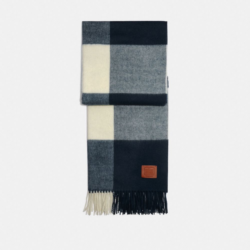COACH®,Buffalo Plaid Print Oversized Muffler,,Front View
