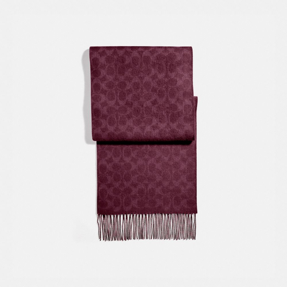 COACH®,REVERSIBLE SIGNATURE CASHMERE MUFFLER,OXBLOOD,Front View