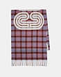 COACH®,SPORTY PLAID PRINT OVERSIZED MUFFLER,Wool Blend,Dusty Lavender,Front View