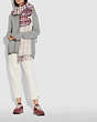 COACH®,SPORTY PLAID PRINT OVERSIZED MUFFLER,Wool Blend,Dusty Lavender,Angle View