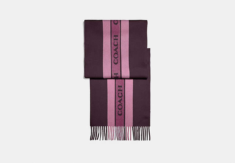 COACH®,VARSITY STRIPE MUFFLER,Mixed Material,OXBLOOD,Front View image number 0