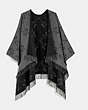 COACH®,REVERSIBLE SIGNATURE MONOGRAM PONCHO,Mixed Material,Black,Front View