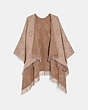 COACH®,REVERSIBLE SIGNATURE MONOGRAM PONCHO,Mixed Material,OATMEAL,Front View