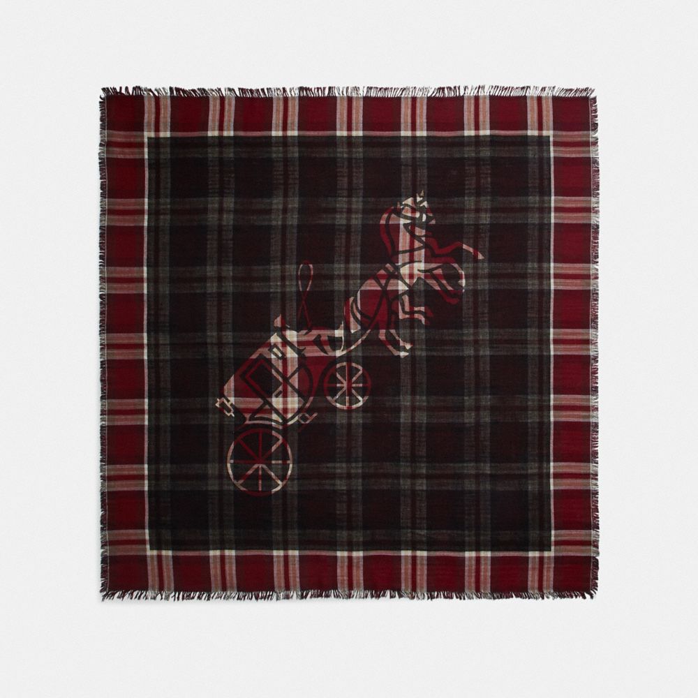 COACH®,Horse And Carriage Plaid Print Oversized Square Scarf,,Bundle View