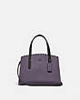 COACH®,CHARLIE CARRYALL 28 WITH SCALLOP RIVETS,Pebble Leather,Medium,Pewter/Dusty Lavender,Front View