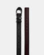 COACH®,SIGNATURE BUCKLE CUT-TO-SIZE REVERSIBLE BELT, 38MM,Coated Canvas,Charcoal/Oxblood,Angle View