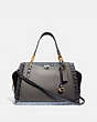 COACH®,DREAMER 36 IN COLORBLOCK WITH SNAKESKIN DETAIL,Leather,Large,Brass/Heather Grey Multi,Front View