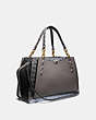 COACH®,DREAMER 36 IN COLORBLOCK WITH SNAKESKIN DETAIL,Leather,Large,Brass/Heather Grey Multi,Angle View