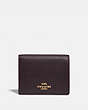 COACH®,SMALL SNAP WALLET,Leather,Gold/Oxblood,Front View