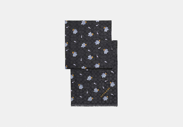 Signature Floating Leaves Print Oblong Scarf