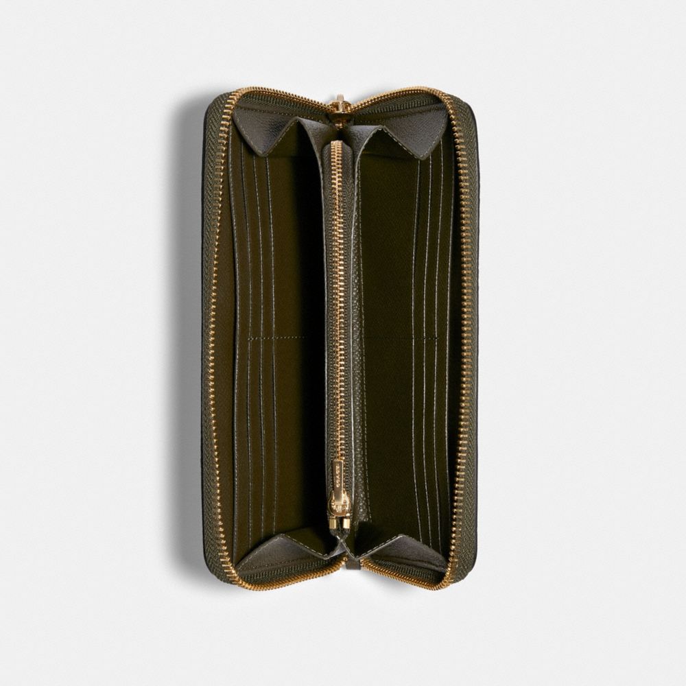 COACH®,ACCORDION ZIP WALLET WITH WRISTLET STRAP,Leather,Mini,Gold/Canteen,Inside View,Top View