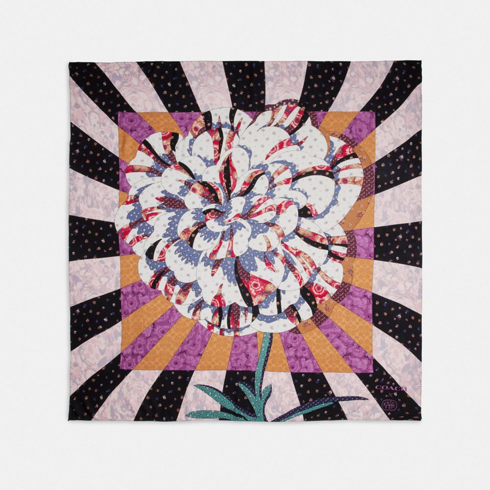 Écharpe carrée oversize patchwork à imprimé Kaffe Fassett