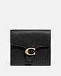 COACH®,TABBY SMALL WALLET,Pebbled Leather,Brass/Black,Front View