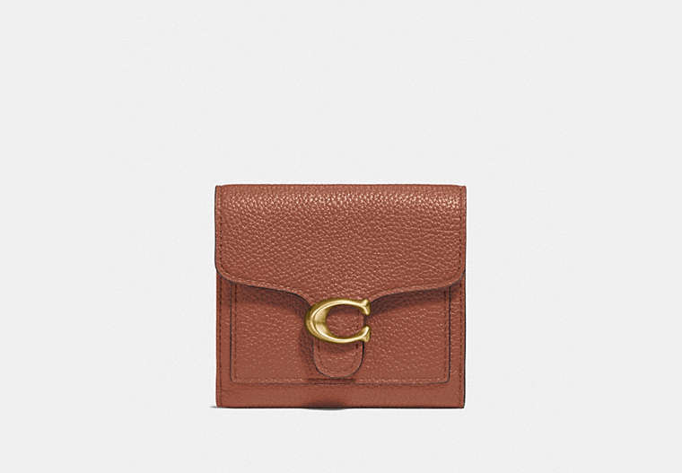 COACH®,TABBY SMALL WALLET,Pebbled Leather,Brass/1941 Saddle,Front View
