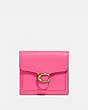 COACH®,PETIT PORTEFEUILLE TABBY,Cuir galet,Laiton/Rose Confetti,Front View