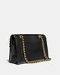 COACH®,PARKER WITH EDGE SCALLOP RIVETS,Pebble Leather/Smooth Leather/Suede,Medium,Brass/Black Multi,Angle View