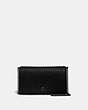 COACH®,CALLIE FOLDOVER CHAIN CLUTCH WITH QUILTING AND RIVETS,Leather,Mini,Pewter/Black,Front View
