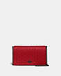COACH®,CALLIE FOLDOVER CHAIN CLUTCH WITH QUILTING AND RIVETS,Leather,Mini,Pewter/Red Apple,Front View