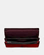 COACH®,CALLIE FOLDOVER CHAIN CLUTCH WITH QUILTING AND RIVETS,Leather,Mini,Pewter/Red Apple,Inside View,Top View