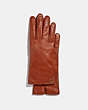 COACH®,SCULPTED SIGNATURE LEATHER TECH GLOVES,Leather,Sunset,Front View