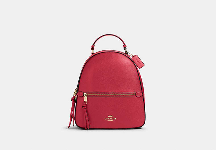 COACH®,JORDYN BACKPACK,Leather,Large,Office,Gold/Electric Pink,Front View