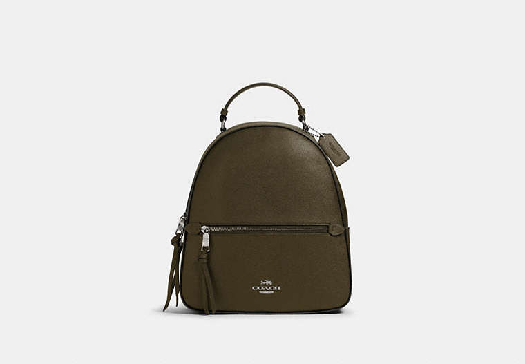 COACH®,JORDYN BACKPACK,Leather,Large,Office,Silver/Cargo Green,Front View