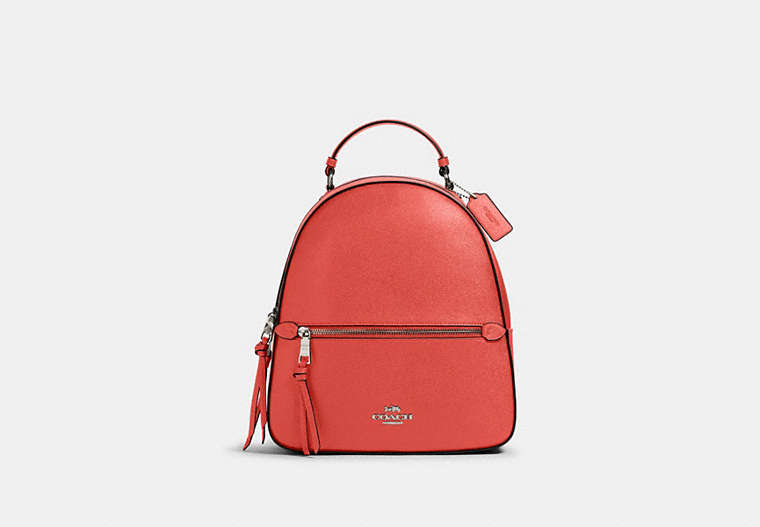 COACH®,JORDYN BACKPACK,Leather,Large,Office,Silver/Tangerine,Front View
