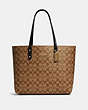 COACH®,TOWN TOTE IN SIGNATURE CANVAS,pvc,Gold/KHAKI/BLACK,Front View