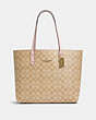 COACH®,TOWN TOTE IN SIGNATURE CANVAS,pvc,Gold/Light Khaki Blossom,Front View