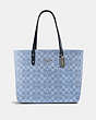 COACH®,TOWN TOTE IN SIGNATURE CANVAS,pvc,Silver/Light Denim Midnight,Front View