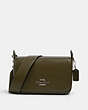 COACH®,SMALL JES MESSENGER,Leather,Silver/Cargo Green,Front View