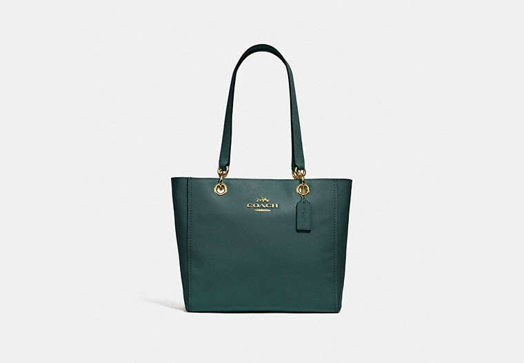 COACH®,CABAS JES,Cuir,Or/Vert sapin,Front View