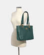 COACH®,JES TOTE,Leather,Large,Gold/Evergreen,Alternate View