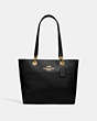 COACH®,JES TOTE,Leather,Large,Gold/Black,Front View