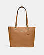COACH®,JES TOTE,Leather,Large,Gold/LIGHT SADDLE,Front View