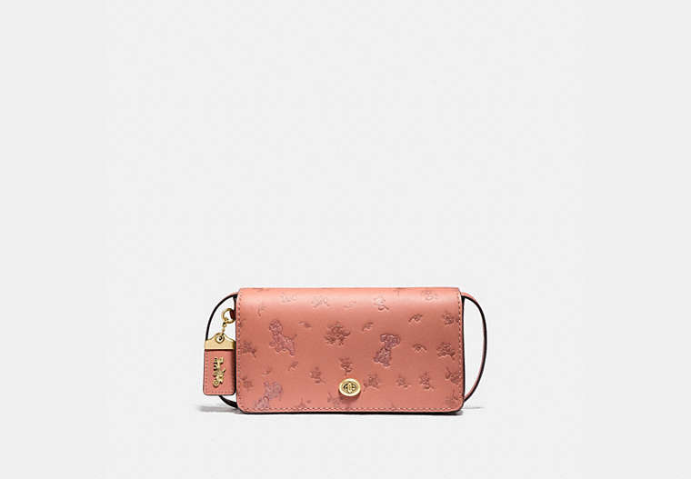 COACH®,DISNEY X COACH DINKY WITH MIXED DALMATIAN PRINT,Leather,Mini,Brass/Light Peach,Front View