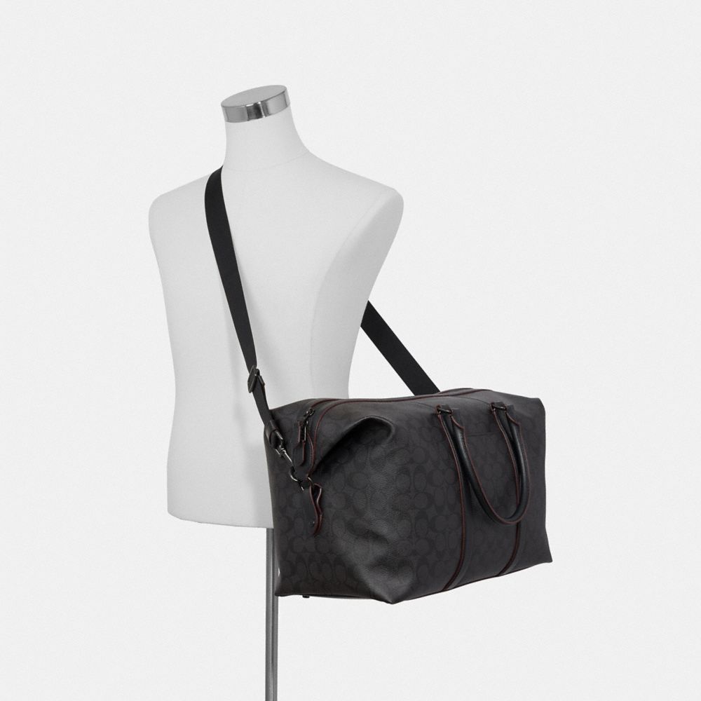 COACH®,TREKKER BAG IN SIGNATURE CANVAS,X-Large,Black Copper Finish/Black/Black/Oxblood,Alternate View