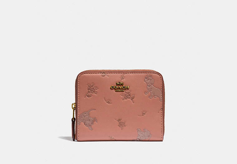 Disney X Coach Small Zip Around Wallet With Mixed Dalmatian Print