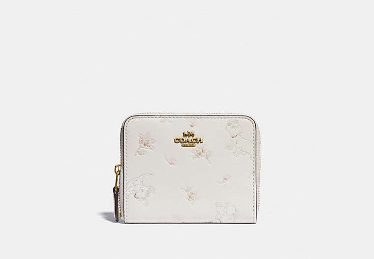 Disney X Coach Small Zip Around Wallet With Mixed Dalmatian Print